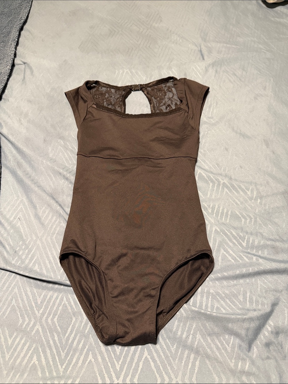 Black criss cross back lace leotard